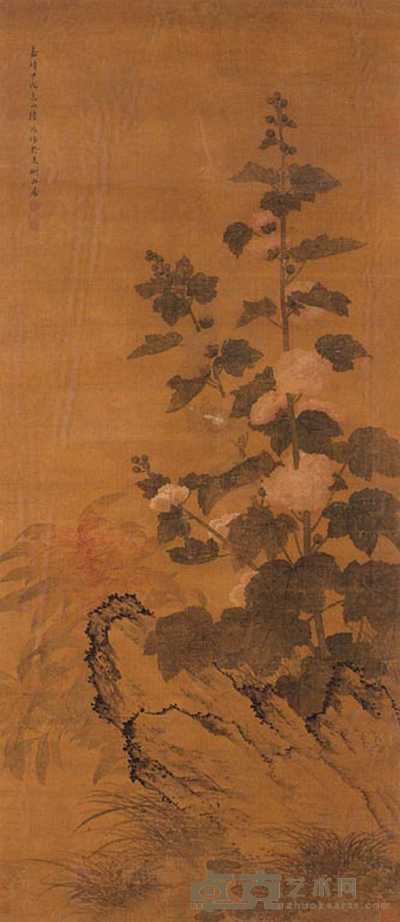 陆治(款) 花卉 镜心 132×56cm